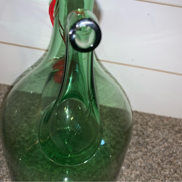 Vintage Large Hand Blown Glass Italian Wine Decanter/ Carafe Ice Chamber Green - Picture 4 of 12